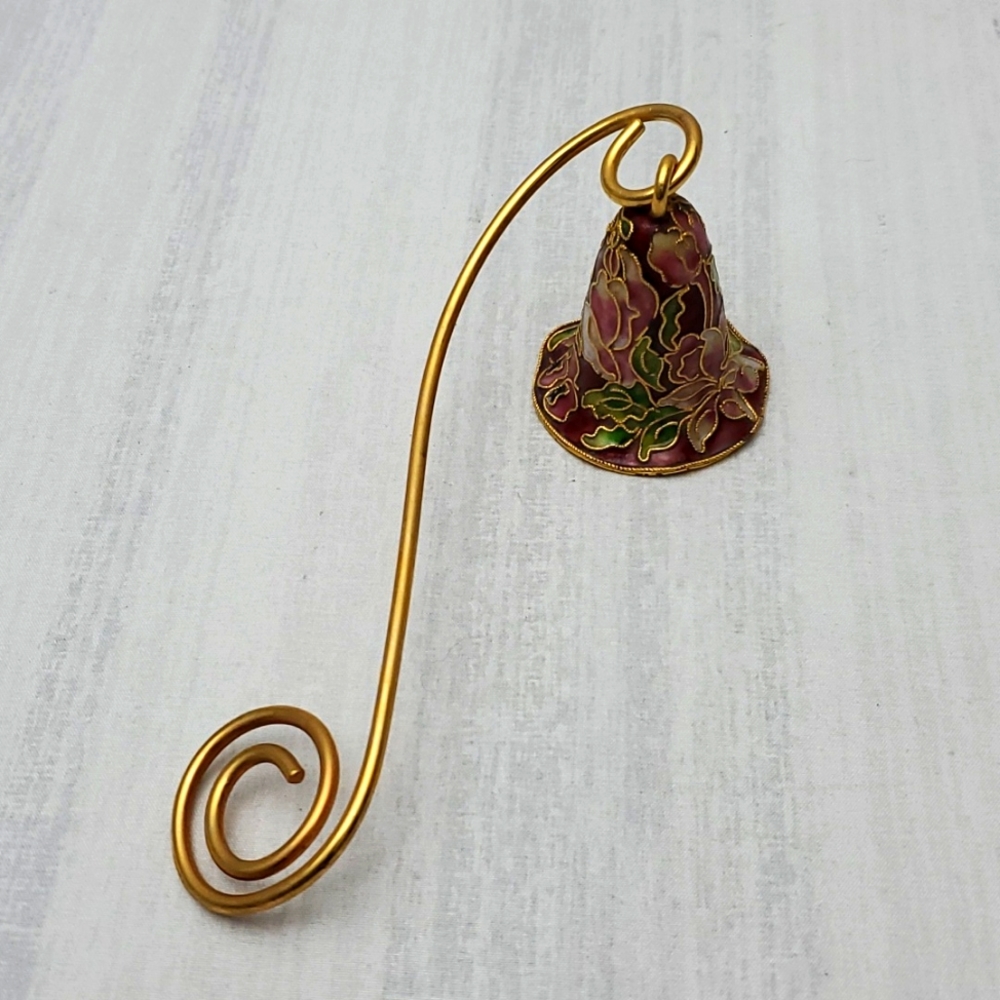 Vintage Cloisonné Enamel Scalloped Bell Shaped Candle Snuffer Christmas Ornament